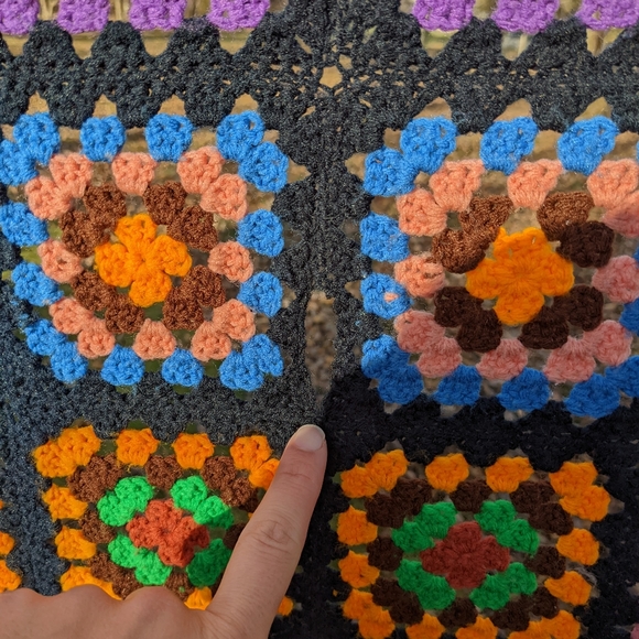 HANDMADE Granny Square Roseanne Square Crochet Knitted Afghan throw blanket - Picture 4 of 9